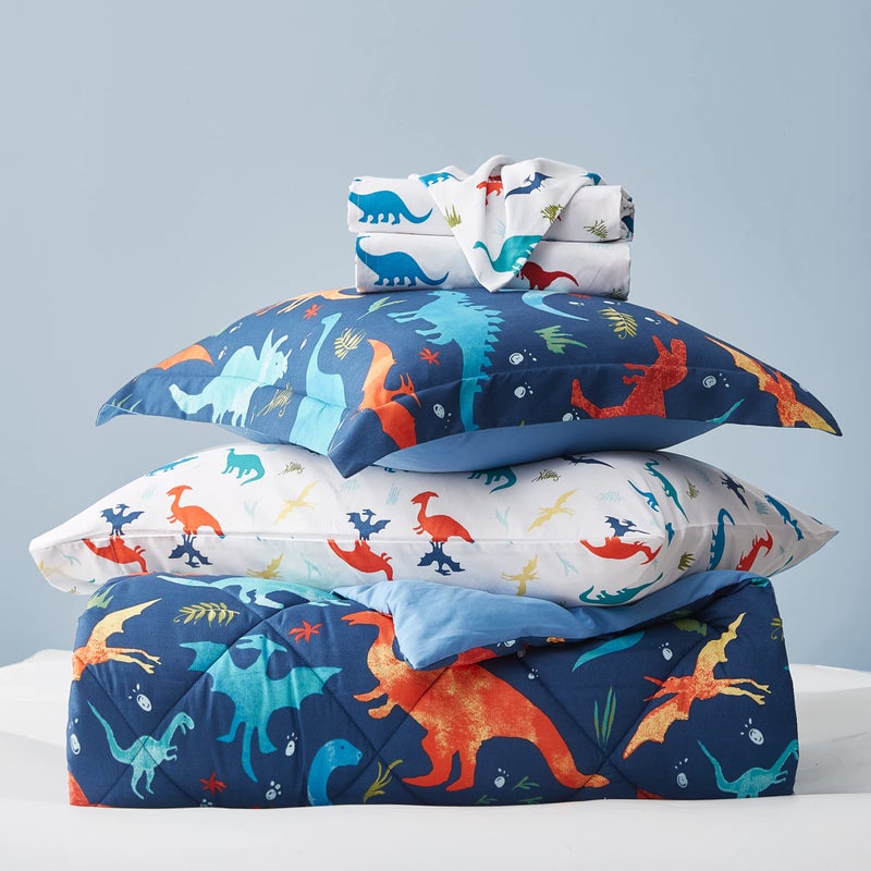 UMCHORD Kids Twin Bedding Comforter Set for Boys  5 Pieces Soft Lightweight Dinosaur Bedding Twin Set with Sheets  Bed in a Bag  Durable Boys Twin Comforter Set - Image 5